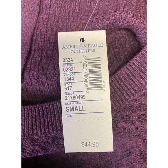 American Eagle Women's Maroon Open Knit Weave 1/4 Back Zipper Sweater Size S VTG - Picture 10 of 12